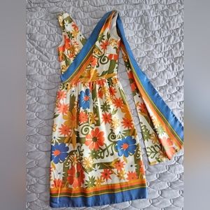 Vintage 1960s floral dress with attached shawl